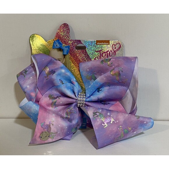 JoJo Siwa Signature Bow Unicorn Galaxy Pink Purple Blue Hair Bow Brand New - Picture 1 of 2